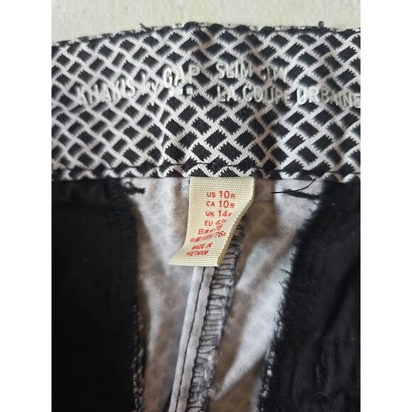 Size 10 Khakis by Gap Women's Slim City Stretch Pants Black &‎ White - Picture 4 of 8